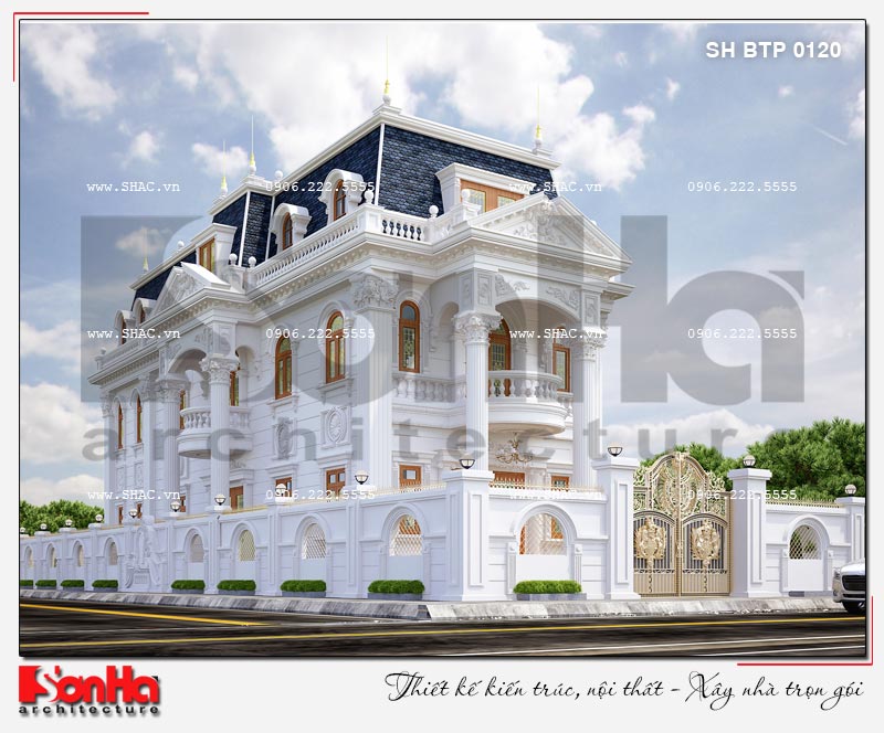 thiết kế biệt thự pháp 3 tầng kiểu cổ điển tại Quảng Ninh