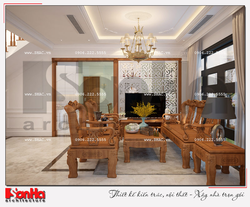 thiết kế phòng khách đẹp với phong cách cổ điển