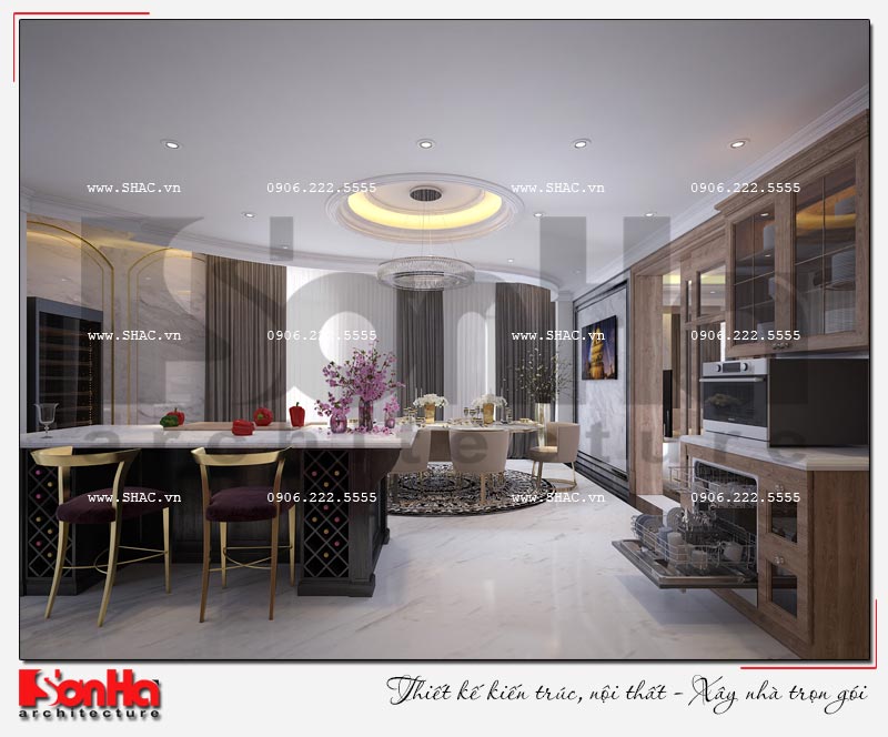 thiết kế nội thất căn hộ cho thuê của khách sạn tân cổ điển tại Vũng Tàu
