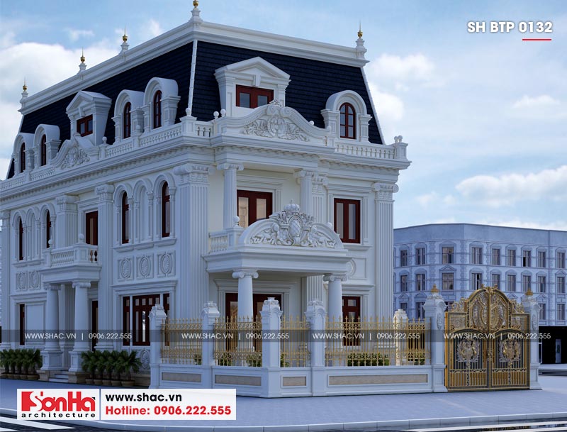 mẫu thiết kế biệt thự 3 tầng phong cách tân cổ điển đẹp tại Hà Nội 