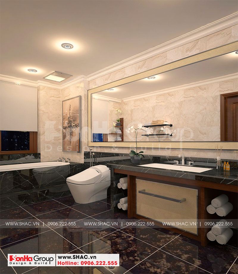 thiết kế nội thất phòng tắm biệt thự 3 tầng kiểu tân cổ điển tại Vinhomes Imperia hải phòng