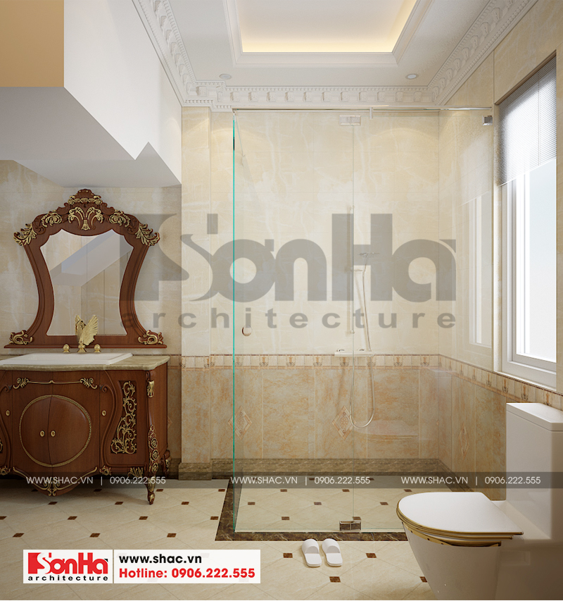 thiết kế nội thất phòng tắm biệt thự tân cổ điển tại KĐT Senturia - Sài Gòn